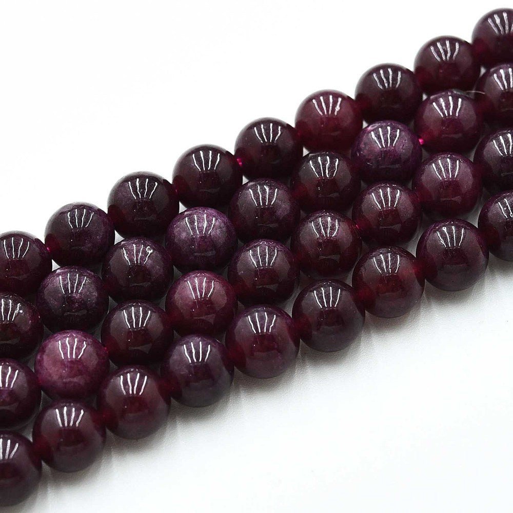 Kvarts Perler Imiteret Granit – Violet Rød, Runde (8mm) - Uniq Perler - 