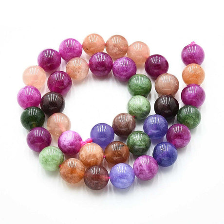 Kvarts Perler Imiteret Turmalin – Mix Farver, Runde (10~10.5mm) - Uniq Perler - 