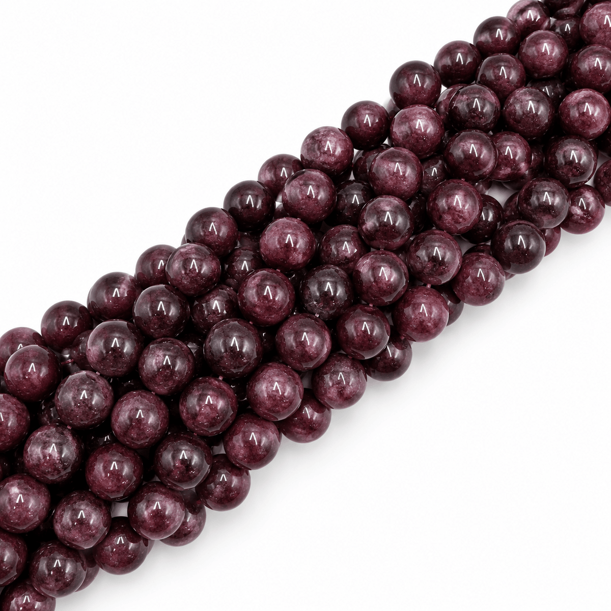 Kvarts Perler – Violet Rød, Runde (10mm) - Uniq Perler - 116792