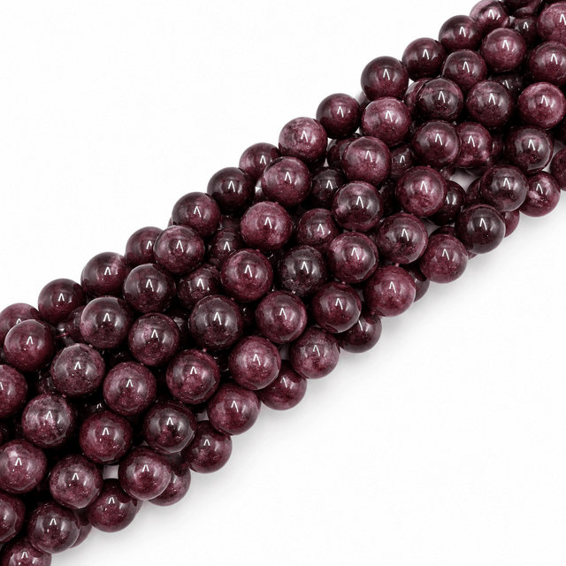 Kvarts Perler – Violet Rød, Runde (10mm) - Uniq Perler - 116792