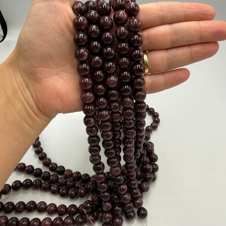 Kvarts Perler – Violet Rød, Runde (10mm) - Uniq Perler - 116792