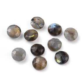 Labradorit Cabochon – Facetterad, Platt Rund (10x4.5mm) 1 st - Uniq Perler - 