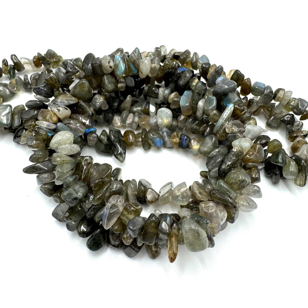 Labradorit Chips Perler, (5 - 8mm) 80cm streng - Uniq Perler - 115365