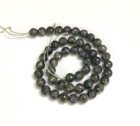 Labradorit – Grå/Sort, Facetteret (12mm) - Uniq Perler - 112732