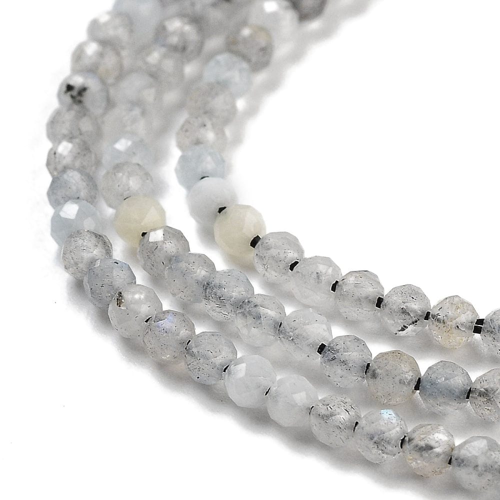 Labradorit – Grå/Sort, Facetteret (2mm) - Uniq Perler - 112447