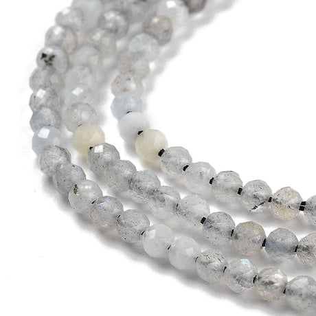 Labradorit – Grå/Sort, Facetteret (2mm) - Uniq Perler - 112447