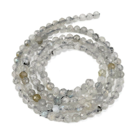 Labradorit – Grå/Sort, Facetteret (3,5mm) - Uniq Perler - 