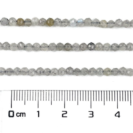 Labradorit – Grå/Sort, Facetteret (3,5mm) - Uniq Perler - 