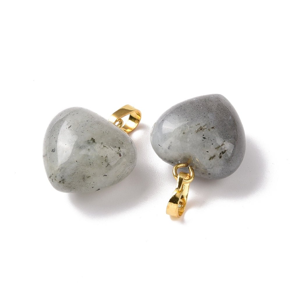 Labradorith Herz Anhänger – Messing,(18x15mm) - Uniq Perler - 