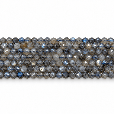 Labradorit Perler – Facetteret Rund, Grade A (4mm) - Uniq Perler - 118088