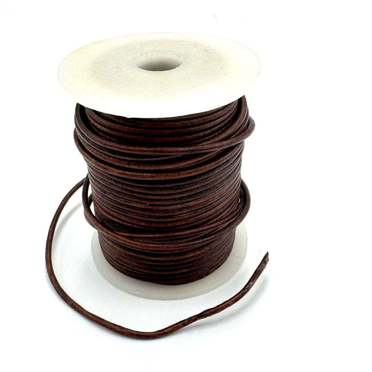 Lædersnor, antik brun, Rund, 1,5mm, (5m) - Uniq Perler - 10099