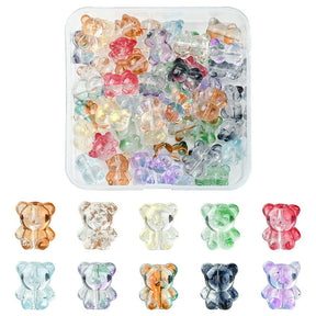 Lampwork Bären - gemischte Farben (14x12x9) 50 Stk. - Uniq Perler - 419853