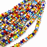 Lampwork Glasperler – Farve Mix, Rondel Med Knopper (10~11x5~5,5mm) - Uniq Perler - 122692