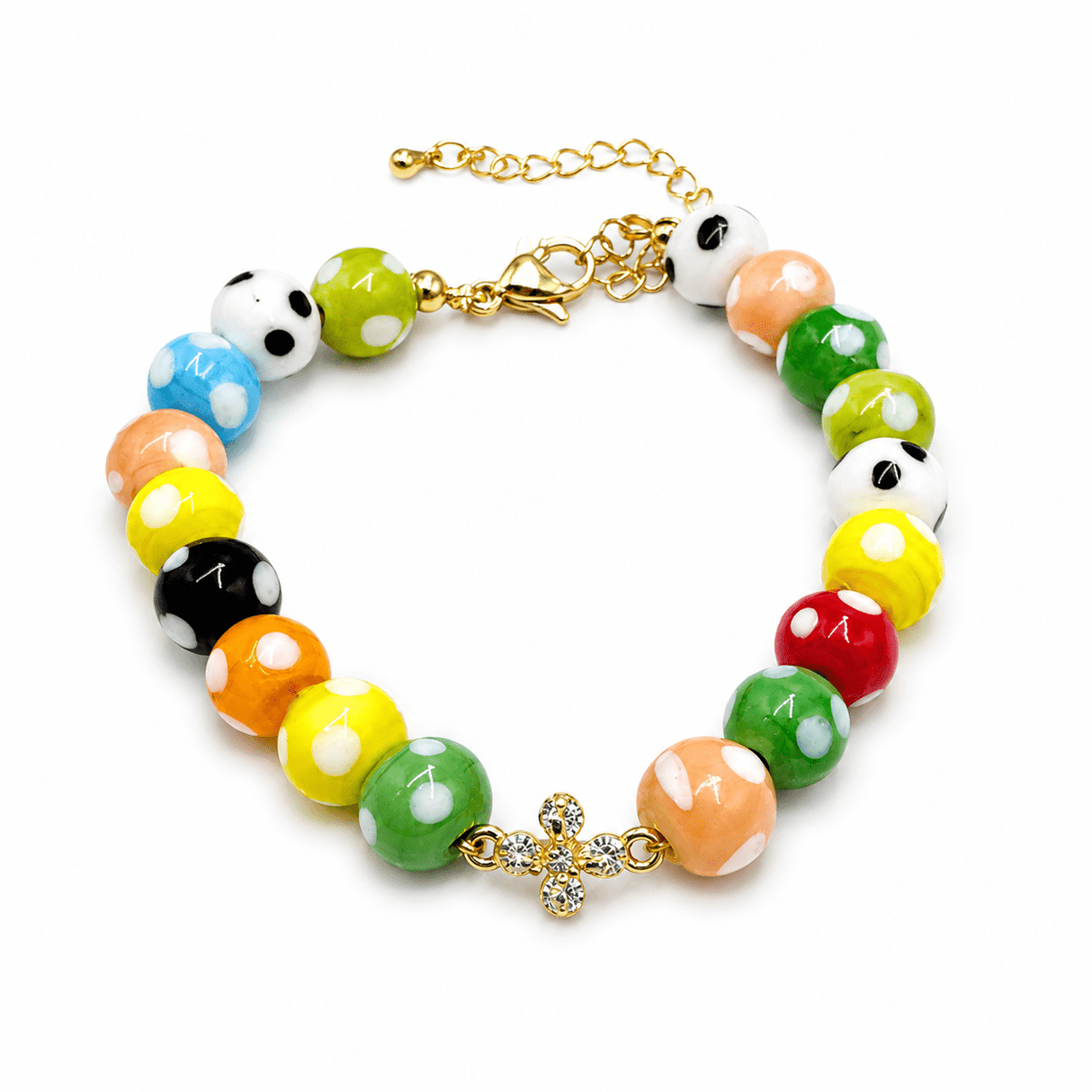Lampwork Glasperler – Farve Mix, Runde Med Prikker (8~9x7~8mm) - Uniq Perler - 122690