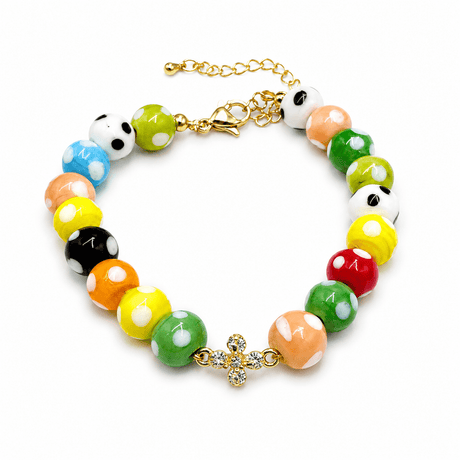 Lampwork Glasperler – Farve Mix, Runde Med Prikker (8~9x7~8mm) - Uniq Perler - 122690