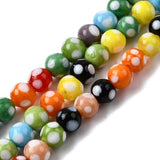 Lampwork Glasperler – Farve Mix, Runde Med Prikker (8~9x7~8mm) - Uniq Perler - 122690