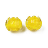 Lampwork Glasperler – Gul, Blomsterform (10~11x11.5~12.5mm) 6 Stk - Uniq Perler - 118844