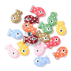 Lampwork-Glasperlen – Handgefertigte Fische, Farb-Mix (19x12x6mm) 8 Stück - Uniq Perler - 115718
