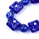 Lampwork Glasperler – Mix Streng Med Blå Mønster Perler, Rund & Kvadratisk (13–14mm) - Uniq Perler - 76931417567812898005699284