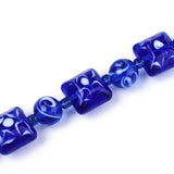 Lampwork Glasperler – Mix Streng Med Blå Mønster Perler, Rund & Kvadratisk (13–14mm) - Uniq Perler - 76931417567812898005699284