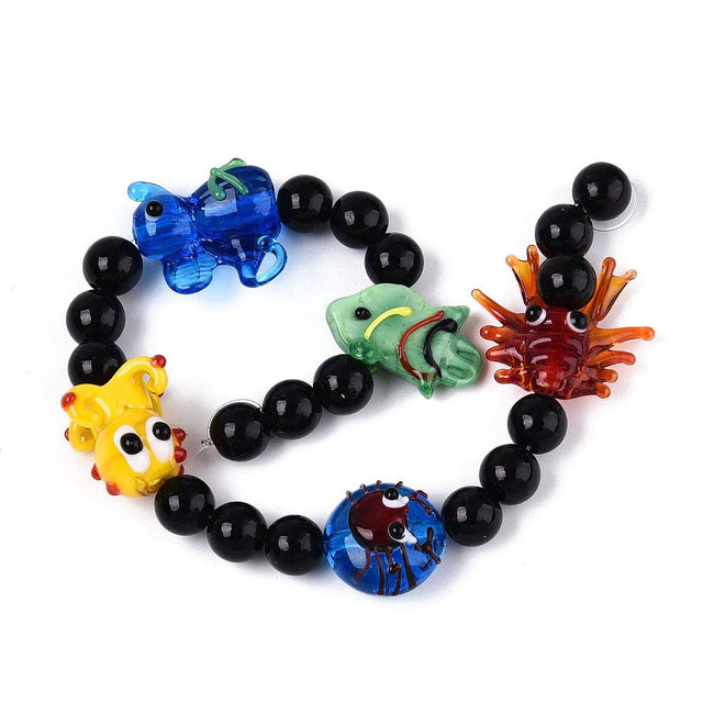 Lampwork Glasperler – Mix Streng Med Dyreformer (5 Stk) - Uniq Perler - 769328