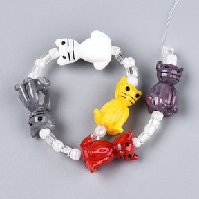 Lampwork Glass Beads – Mixed Strand with Cats (15–22mm) - Uniq Perler - 76932476567812898016999284