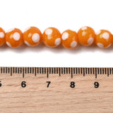 Lampwork Glasperler – Orange Med Prikker, Runde (8x7mm) 8 stk. - Uniq Perler - 122701