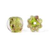 Lampwork Perler – Græskar, Lime Med Guldstøv (8,5x7mm) 6 stk. - Uniq Perler - 123059