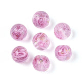 Lampwork Perler Med Blomst – Rund, Pearl Pink (10mm, 8 stk) - Uniq Perler - 115967