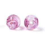 Lampwork Perler Med Blomst – Rund, Pearl Pink (10mm, 8 stk) - Uniq Perler - 115967