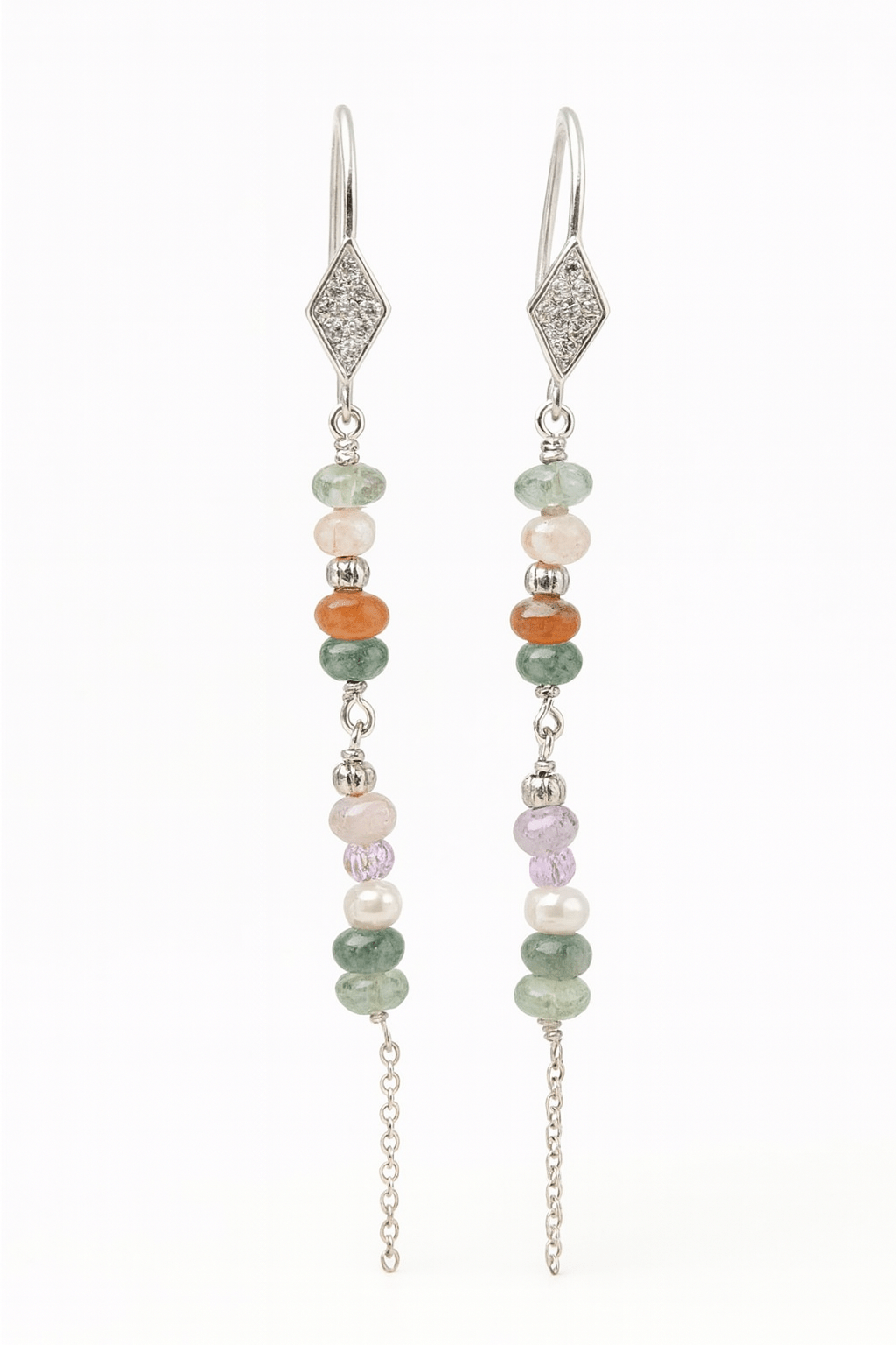 Lange Øreringe Med Kæde - Uniq Perler - 345677