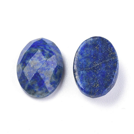 Lapis Lazuli Cabochon – Facetteret, Oval (13x18x6mm) 1 stk - Uniq Perler - 