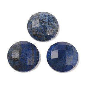 Lapis Lazuli Cabochon - Rund, Facettiert (16x6mm) 1 Stk - Uniq Perler - 115426