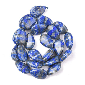 Lapis Lazuli - Tropfen, Blau (18x12mm) 1 Paar - Uniq Perler - 114854