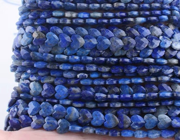 Lapis Lazuli Hjerte Perler – Facetteret Natursten (6mm) - Uniq Perler - 125576