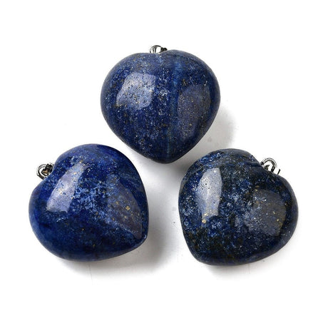 Lapis Lazuli Hjerte Vedhæng – Platin Farvet (25x27mm) - Uniq Perler - 115887