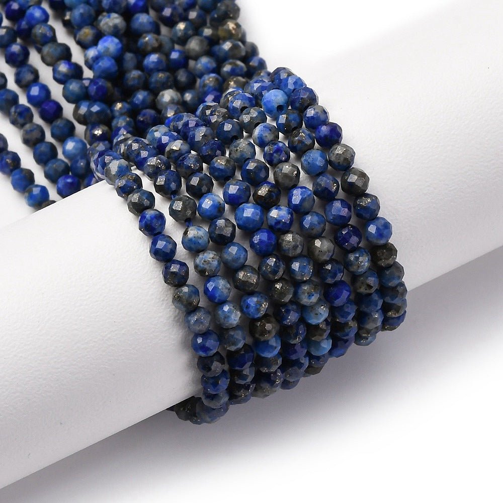 Lapis Lazuli Perler – Facetterede, Runde (3,25mm) - Uniq Perler - 116972