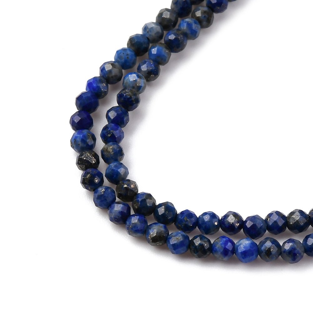 Lapis Lazuli Perler – Facetterede, Runde (3,25mm) - Uniq Perler - 116972