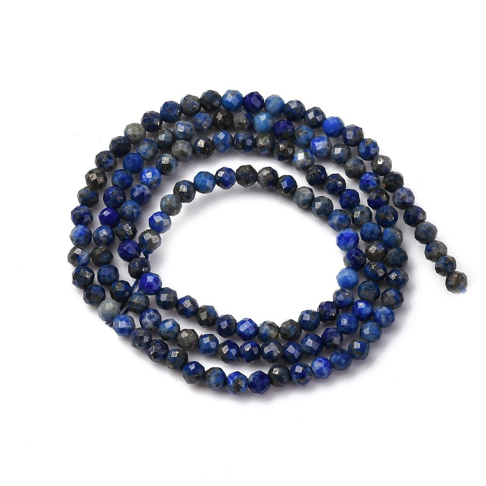 Lapis Lazuli Perler – Facetterede, Runde (3,25mm) - Uniq Perler - 116972