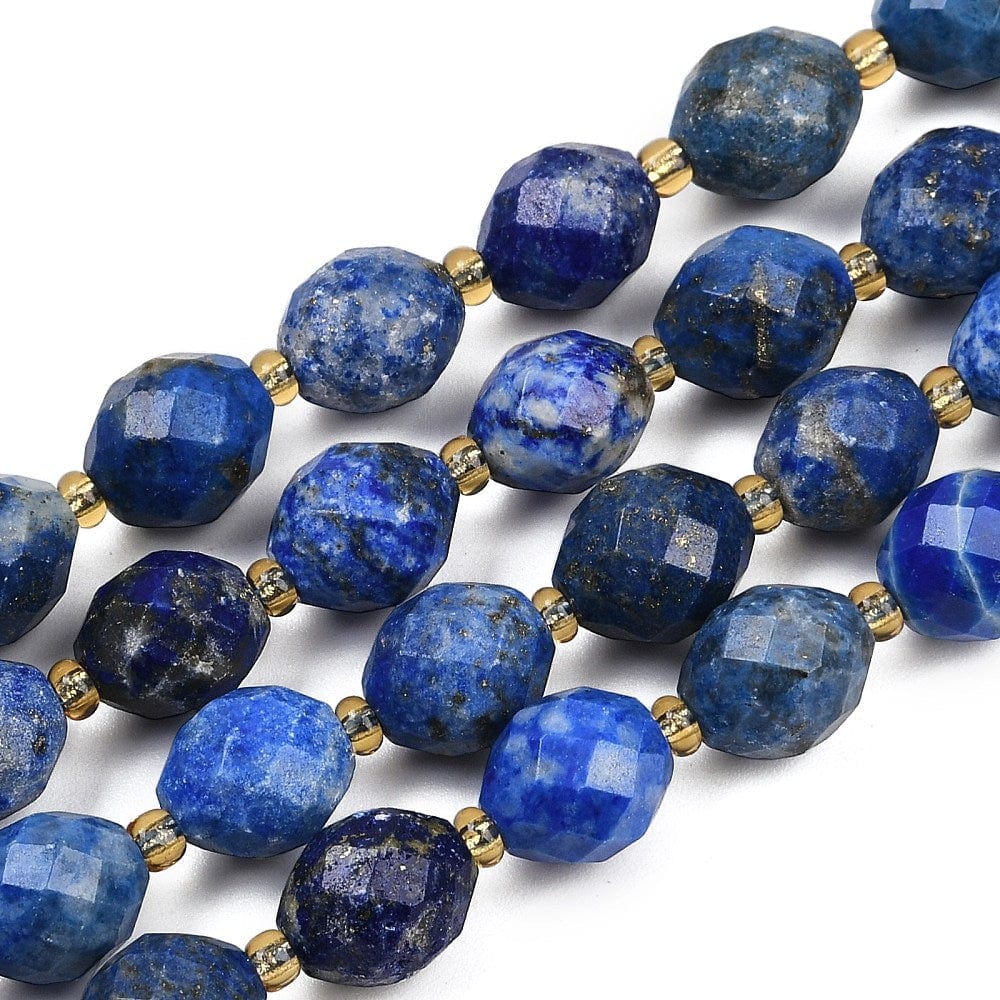 Lapis Lazuli Perler – Facetteret Oval (9x10mm) - Uniq Perler - 115783