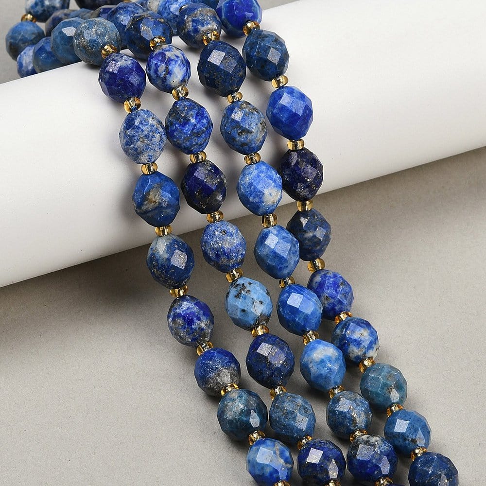 Lapis Lazuli Perler – Facetteret Oval (9x10mm) - Uniq Perler - 115783