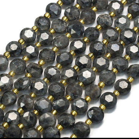 Larvikit, Møntformet, Facetteret, (8x5mm) - Uniq Perler - 114589
