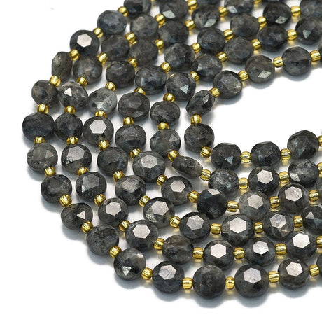 Larvikit, Møntformet, Facetteret, (8x5mm) - Uniq Perler - 114589