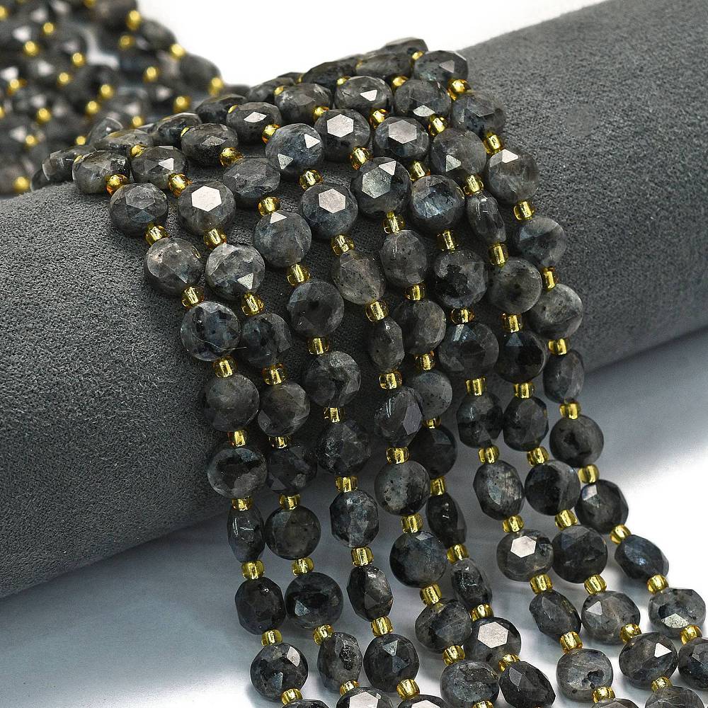 Larvikit, Møntformet, Facetteret, (8x5mm) - Uniq Perler - 114589