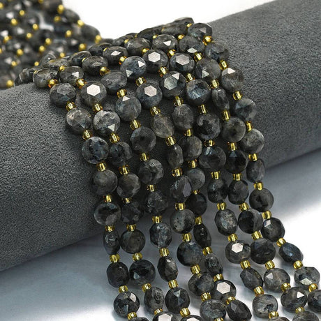 Larvikit, Møntformet, Facetteret, (8x5mm) - Uniq Perler - 114589