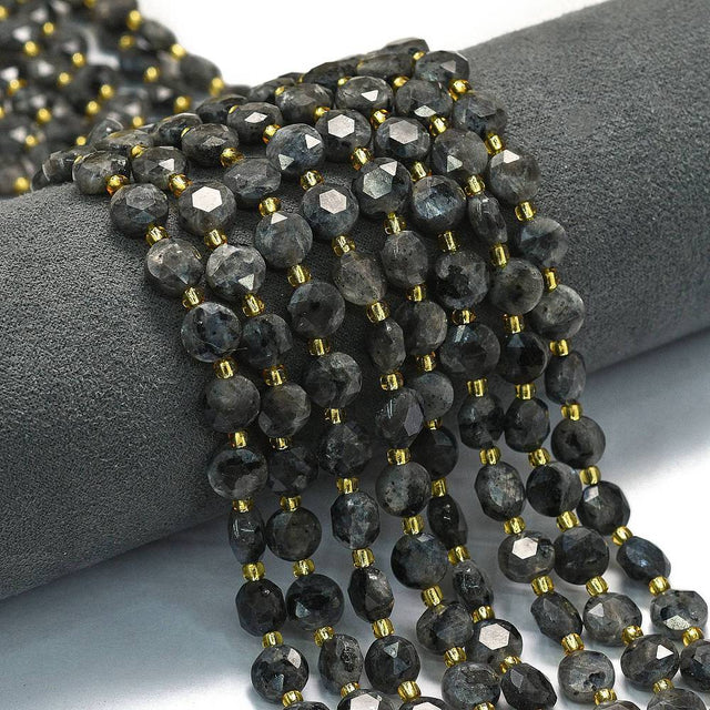 Larvikit, Møntformet, Facetteret, (8x5mm) - Uniq Perler - 114589