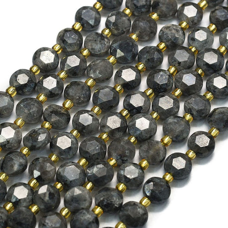 Larvikit, Møntformet, Facetteret, (8x5mm) - Uniq Perler - 114589