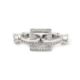 Lås i Platinfarvet Messing – Med Klar Zirkonia (25mm, Sæt) - Uniq Perler - 114503