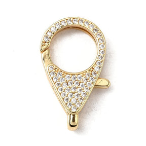 Lås – Karabin m. Zirkonia, Forgylt Messing (24mm) - Uniq Perler - 115700