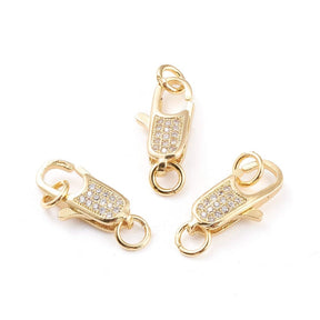 Verschluss Mit Zirkonia-Steinen, 18K langlebige Vergoldung, (16x5mm) - Uniq Perler - 0136951